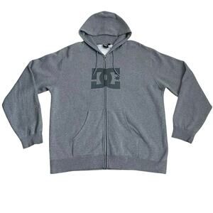 VTG Y2K DC SHOES Full Zip Hoodie Sweatshirt XXXL Gray DC Star Logo Skateboarding